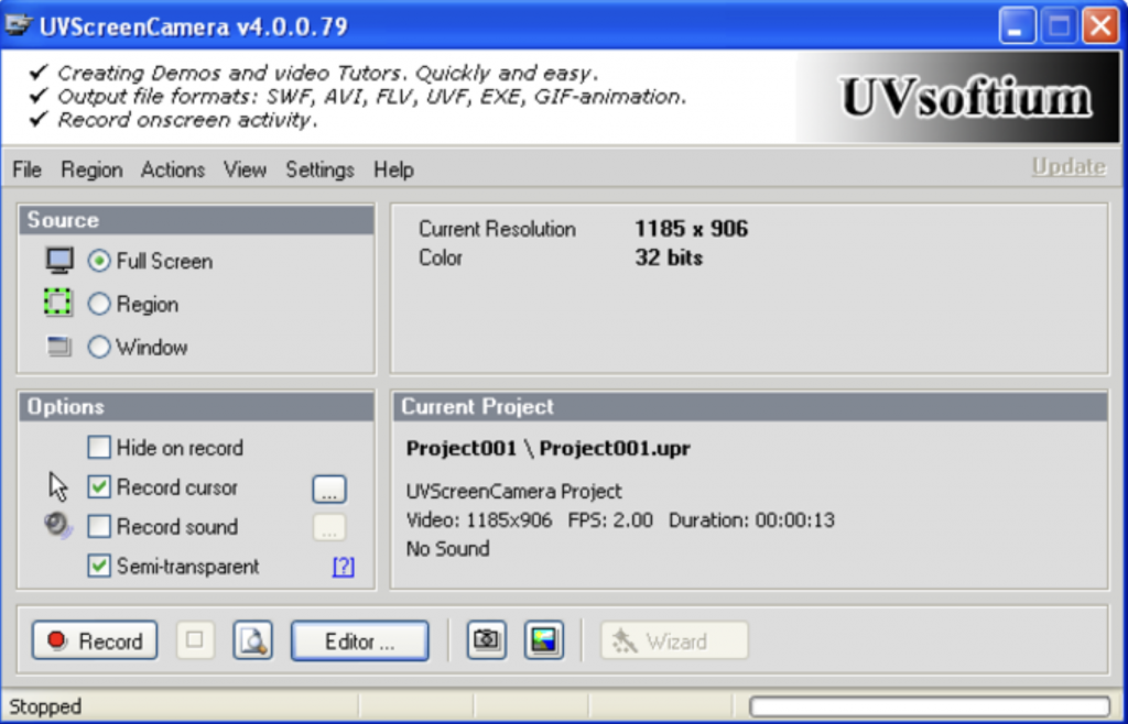 UVScreenCamera System Requirements
